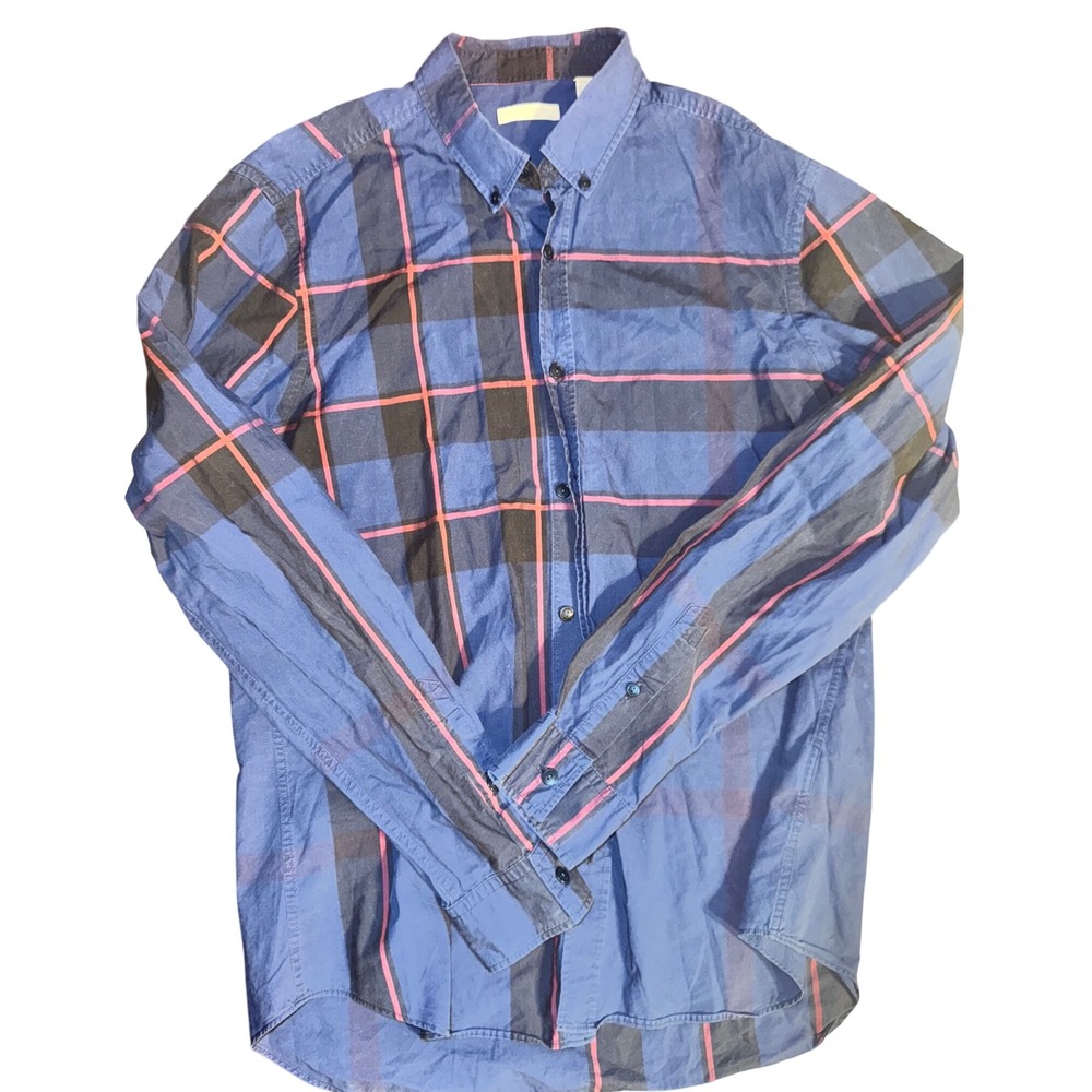 Burberry Brit Men's Plaid‎ Button-Up Long Sleeve Shirt Large